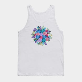 Pink, Teal, and Blue Floral bouquet Tank Top